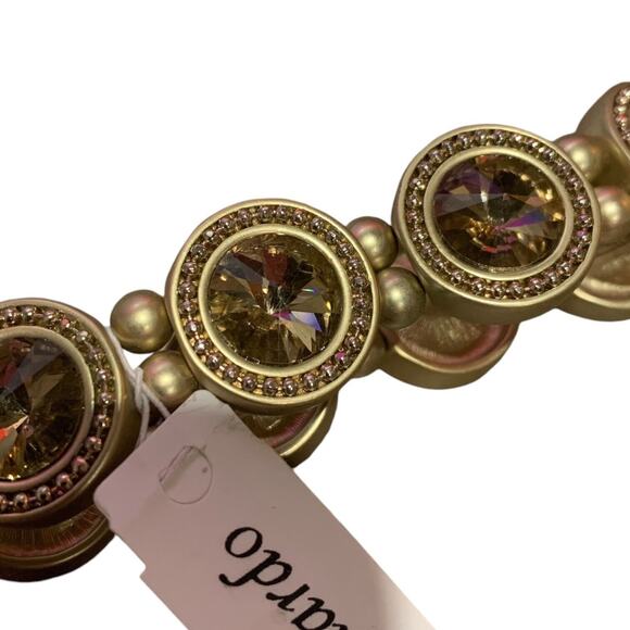 Bernardo Bracelet Gold Bronze Colored Stones Stretch Sparkle Retro NWT - Picture 3 of 4